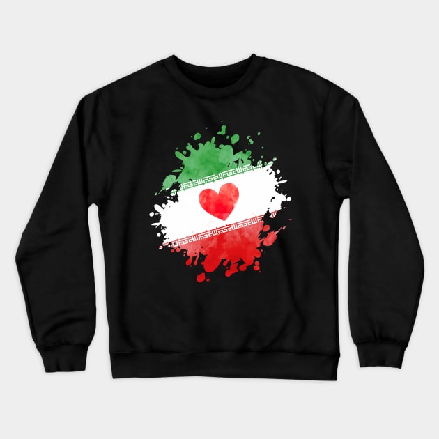 Iran Flag Heart Love Persian Crewneck Sweatshirt by thepersianshop